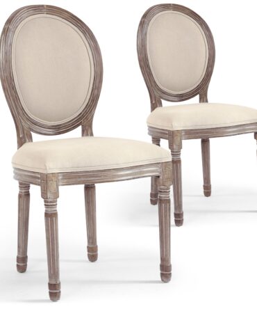 Lot de 2 chaises médaillon Louis XVI Tissu Beige