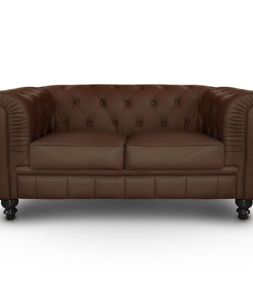 Grand canapé 2 places Chesterfield Marron