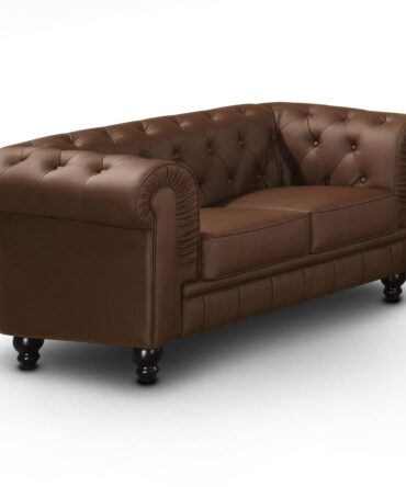 Grand canapé 2 places Chesterfield Marron