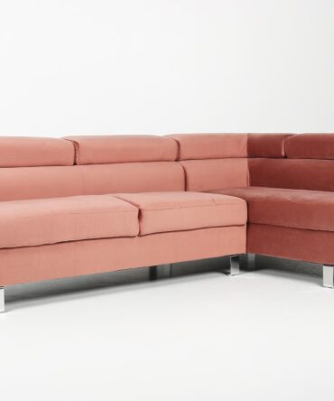 Canapé d'angle avec têtières relevables Alfa Velours Rose