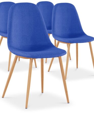 Lot de 4 chaises scandinaves Gao Tissu Bleu