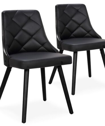 Lot de 2 chaises scandinaves Lalix Bois Noir et Simili Noir