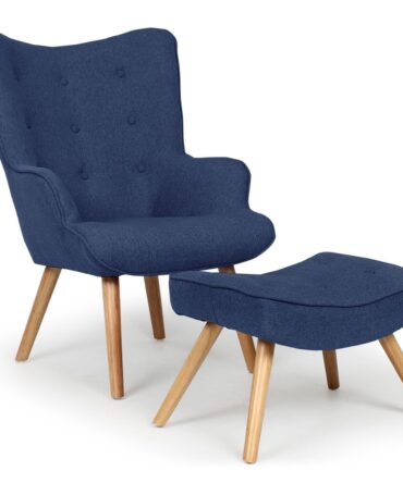 Fauteuil scandinave + pouf Tissu Bleu