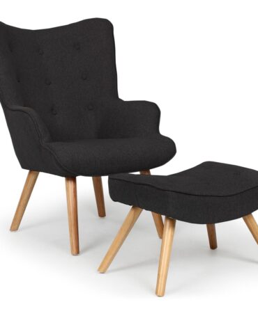Fauteuil scandinave + pouf Lylou Tissu Noir