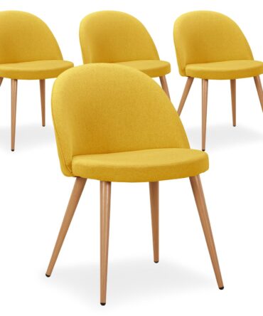 Lot de 4 chaises scandinaves Maury tissu Jaune