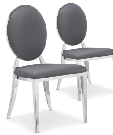Lot de 2 chaises médaillon Sofia Simili Gris