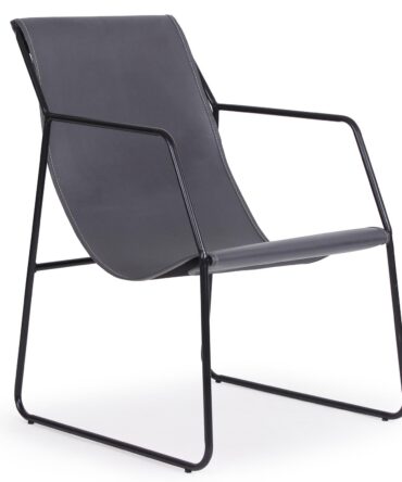 Fauteuil Métal Noir et Simili Gris