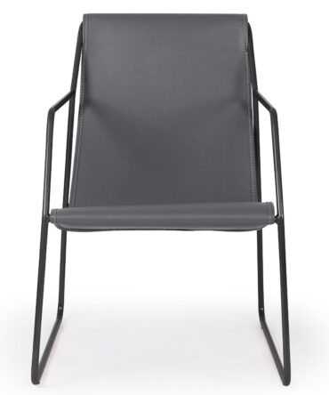 Fauteuil Métal Noir et Simili Gris