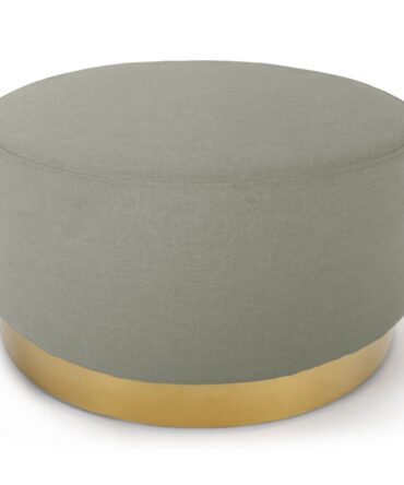Pouf Rond Tissu Beige Pied Or