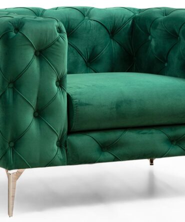 Fauteuil capitonné avec coussin Velours Vert