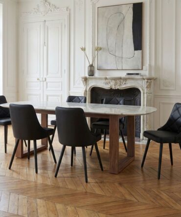 Lot de 8 chaises scandinaves Lalix Bois Noir et Simili Noir
