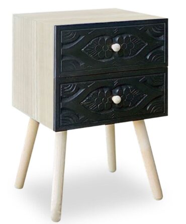 Table de chevet Catana 2 tiroirs Noir Carbone