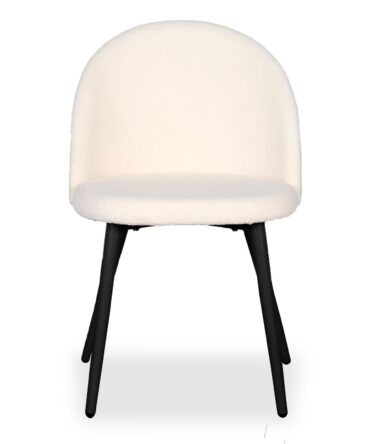 Lot de 2 chaises Métal noir et Tissu bouclette Crème