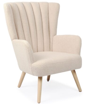 Fauteuil scandinave Tissu Bouclette Beige