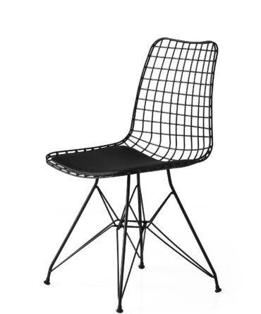 Lot de 2 chaises modernes Métal et Cuir de vachette Noir