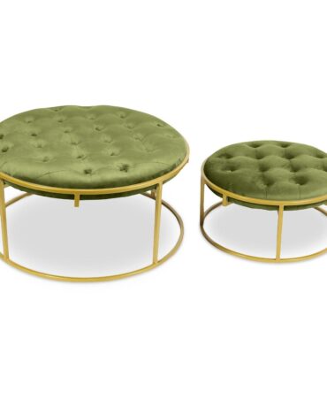 Set de 2 poufs Velours Kaki