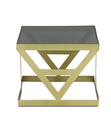 Ensemble de 3 tables d'appoint en Verre fumé et Métal Or