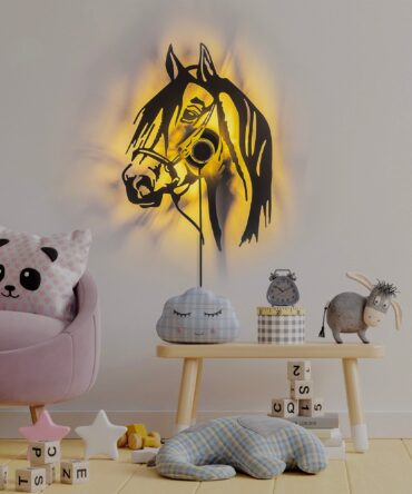 Applique murale décoratif tête de cheval L41xH57cm Métal Noir