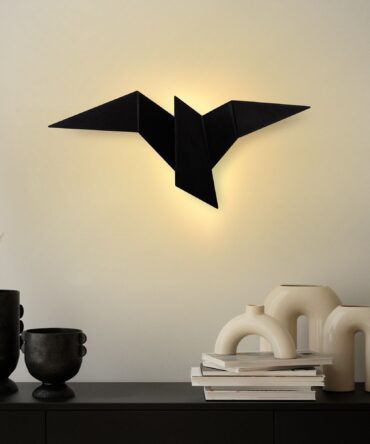 Applique murale design oiseau origami L56cm Métal Noir
