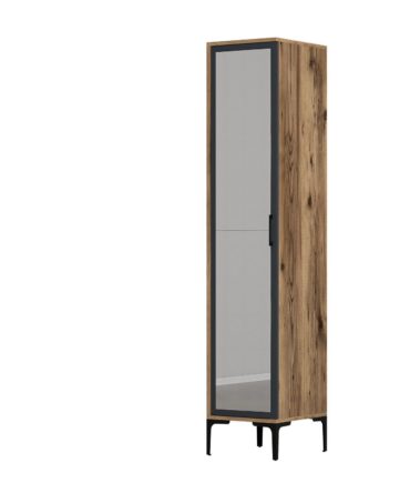 Armoire avec miroir style industriel L40cm Bois foncé et Anthracite