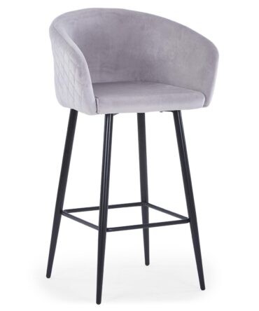 Chaise de bar Bobby Velours Argent