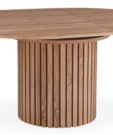 Table ronde extensible pied central style colonne 120-160cm Bois Sonoma