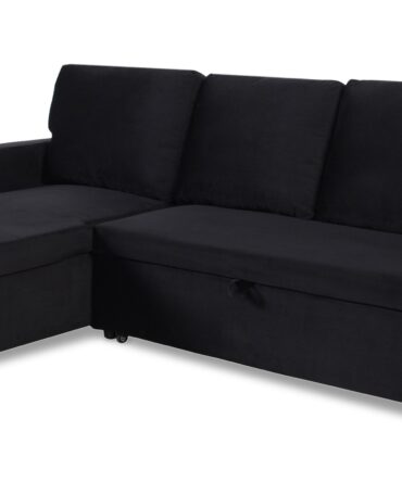 Canapé d'angle convertible Baleares Velours Noir