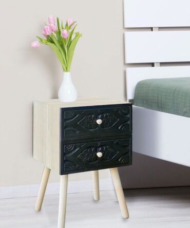 Table de chevet Catana 2 tiroirs Noir Carbone