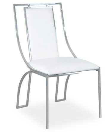 Lot de 2 chaises Simili P.U. Blanc pieds Argent