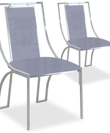 Lot de 2 chaises Velours Argent pieds Argent