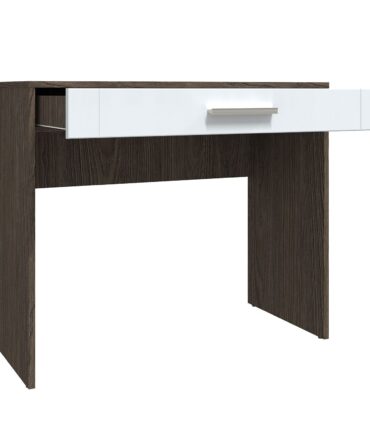 Console 1 tiroir Tenessil Chêne foncé et Blanc