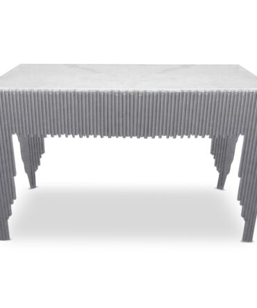 Console design Marbre Blanc pieds Argent