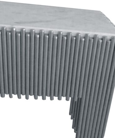 Console design Marbre Blanc pieds Argent