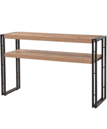 Console style industriel L140cm Métal Noir et Bios clair
