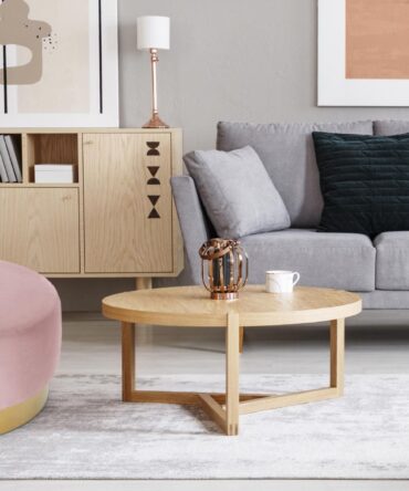 Pouf Rond Velours Rose Pied Or