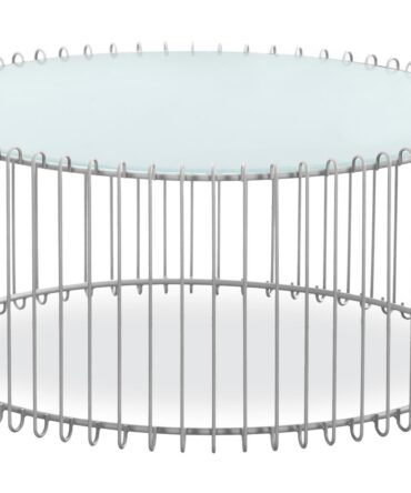 Ensemble de 2 tables basses Universe Verre Blanc et Métal Gris