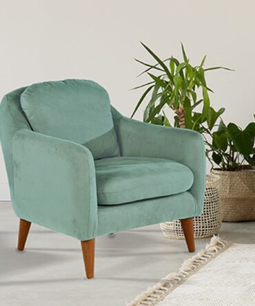 Fauteuil Pin massif Marron et Tissu vert clair