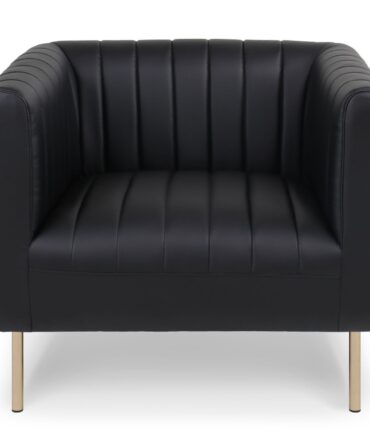 Fauteuil moderne à coutures verticales Simili Noir