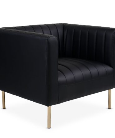 Fauteuil moderne à coutures verticales Simili Noir