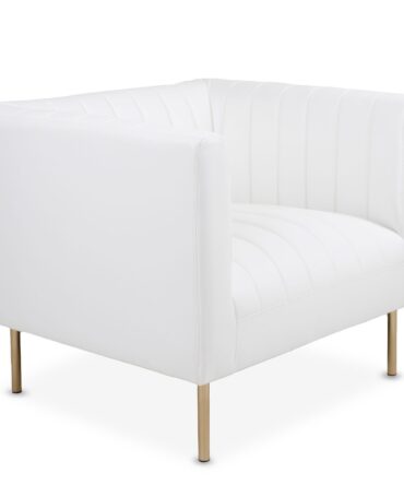 Fauteuil moderne à coutures verticales Simili Blanc