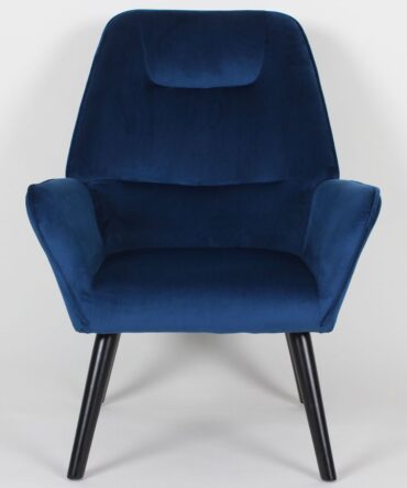 Fauteuil scandinave dossier haut Velours Bleu
