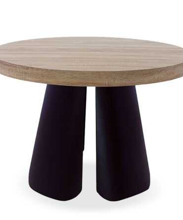 Table ronde extensible Chêne Clair pieds Noir