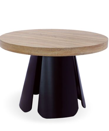 Table ronde extensible Chêne Clair pieds Noir