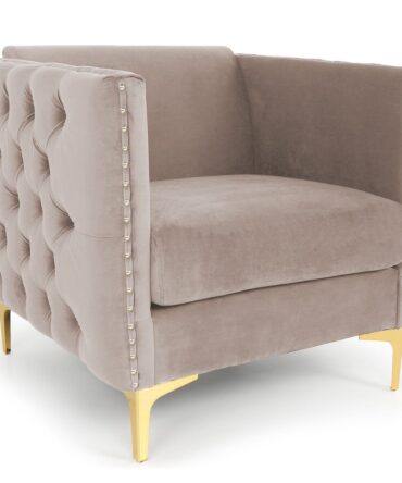 Fauteuil Velours Taupe