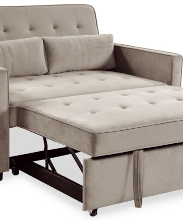 Canapé convertible 2 places Velours Beige