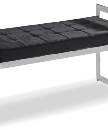 Banquette Velours Noir pieds Argent