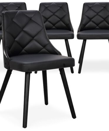 Lot de 4 chaises scandinaves Bois Noir et Simili Noir