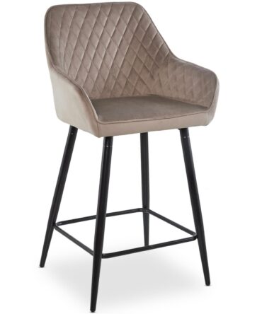 Lot de 2 chaises de bar Veronika Velours Taupe