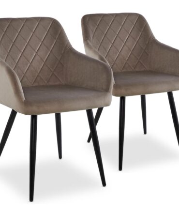 Lot de 2 chaises Mariette Velours Taupe
