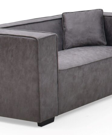 Fauteuil large Tissu effet peau Vintage Gris
